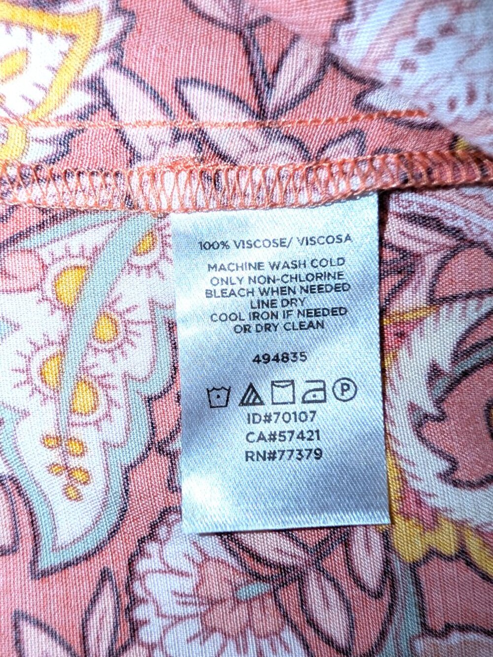 NWT LOFT | Button Front Peach Floral Top Long Sleeve | Size Medium - Picture 10 of 10